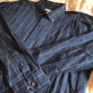 Men’s Dark Blue Van Heusen Plaid Dress Shirt L